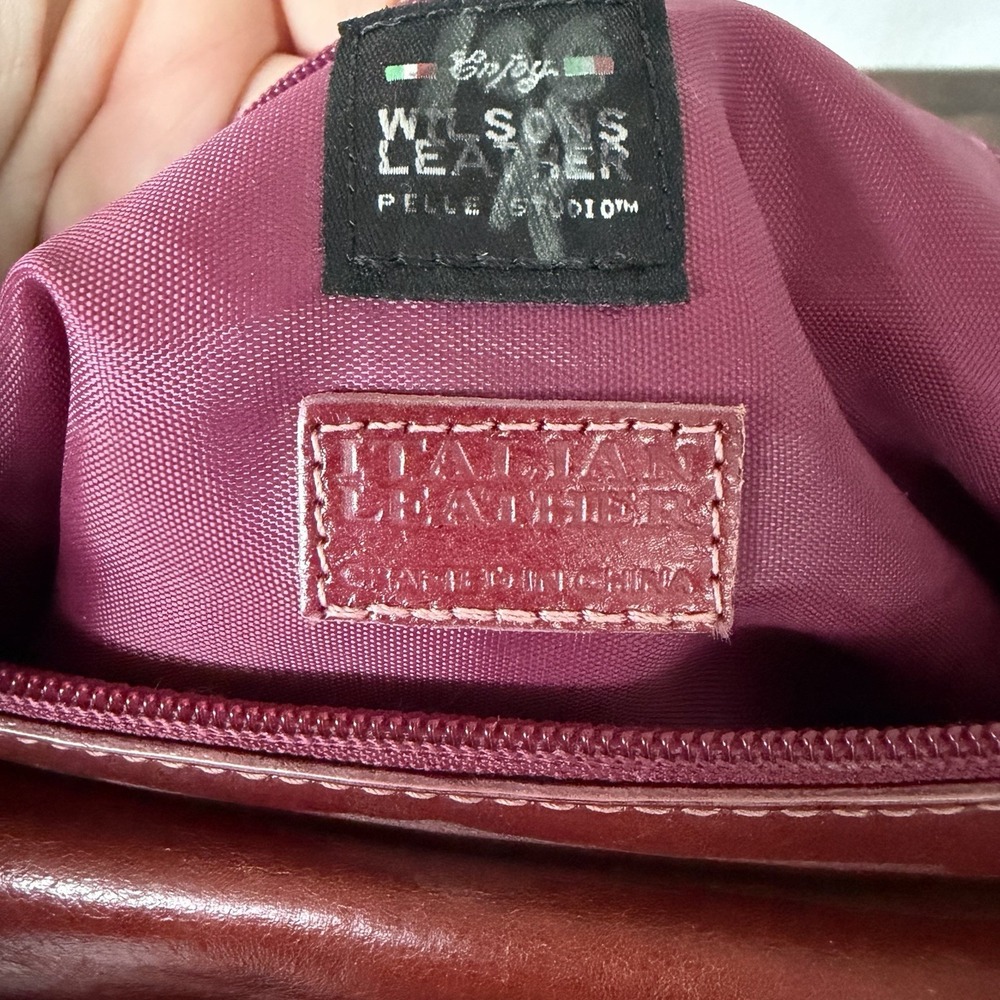 VTG Wilsons Italian Leather Pelle Studio Y2K Hobo Shoulder Bag Red Retro - Picture 10 of 11
